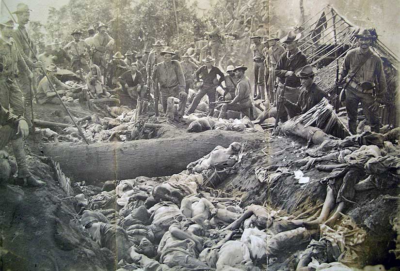 Bodies of dead Filipino Muslims killed at the First Battle of Bud Dajo during the Moro Rebellion.