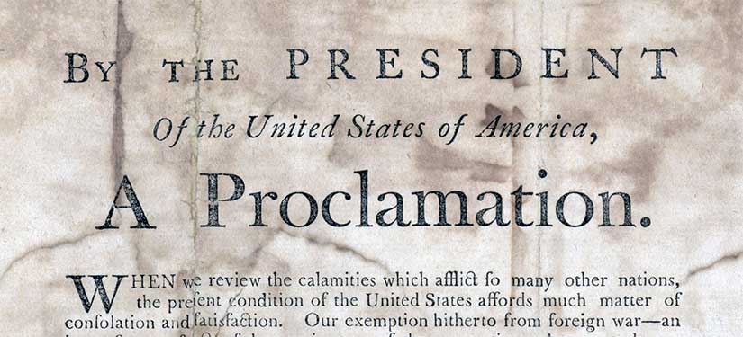 Courtesy of George Washington's Thanksgiving Proclamation, 1795.