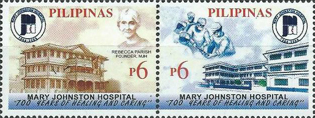 Philippines stamp commemorating the centennial of Parrish’s creation, the Mary Johnson Hospital. Image courtesy of Colnect stamp catalog.