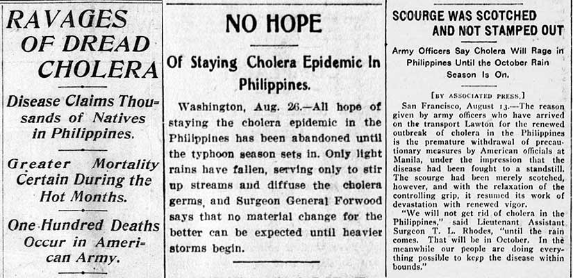 Cholera epidemic in American colonial Philippines in Gilded Age