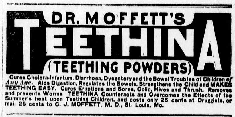 Opium children teething powder cure cholera dysentery Edwardian medicine