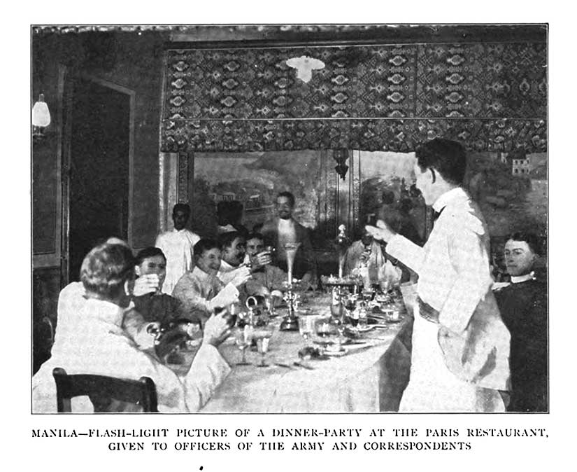 American expatriates navy officers at Paris restaurant in Manila Philippines in Gilded Age colony