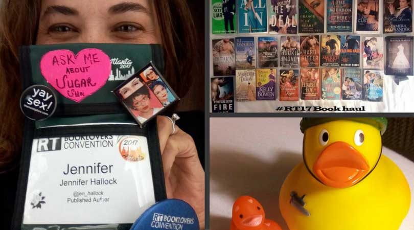 Books swag neck wallets and rubber ducks from the Romantic Times Booklovers Convention 2017 in Atlanta