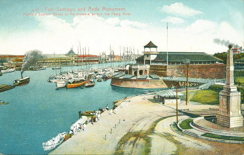 Vintage postcard of Fort Santiago mouth of Pasig River