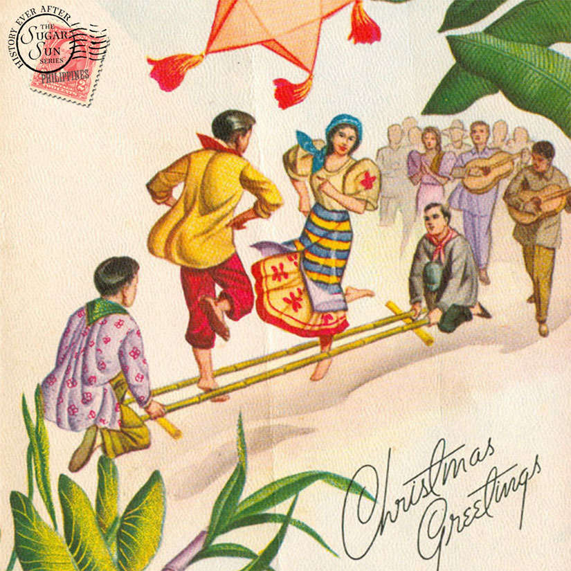 1960s vintage tinikling postcard Christmas Philippines