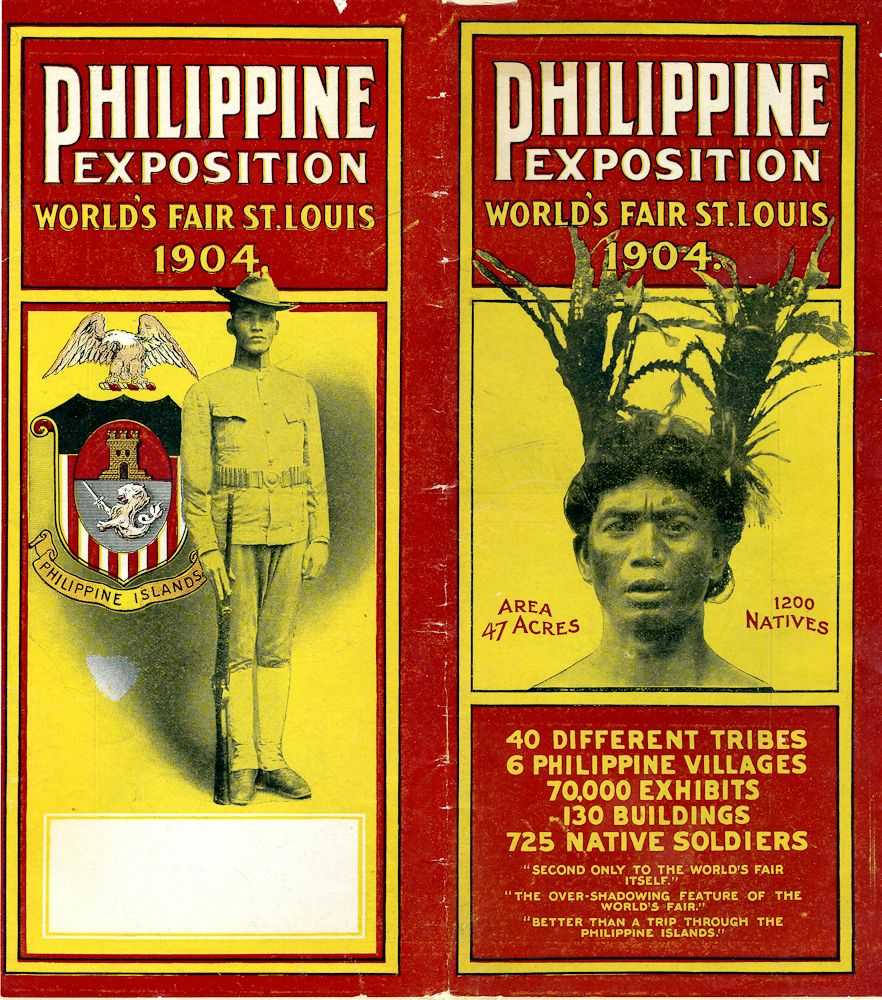 Image of a Philippine soldier in American uniform on the left and a Cordillera Mountain in habitant in traditional headgear on the right.